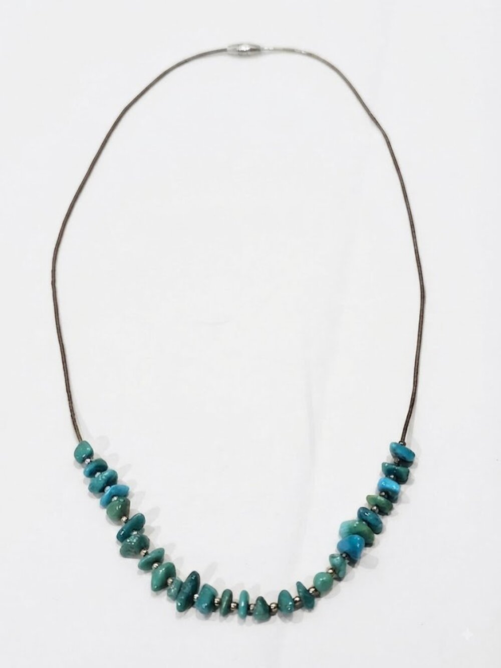 Turquoise Chip Bead Necklace - Blue Green Stone Necklace